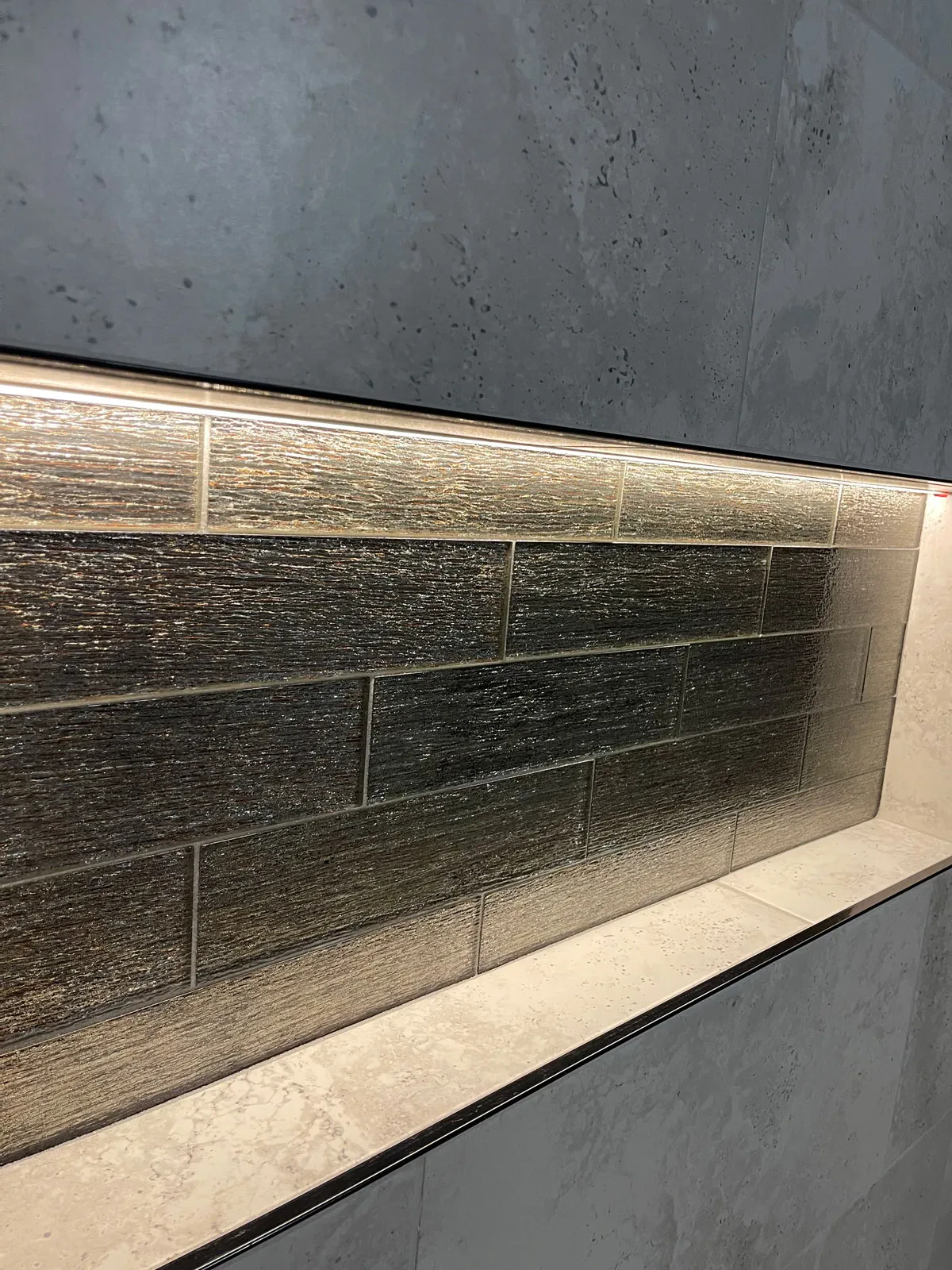 Textured tile backsplash in modern kitchen